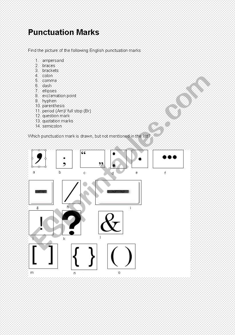 Punctuation Marks worksheet