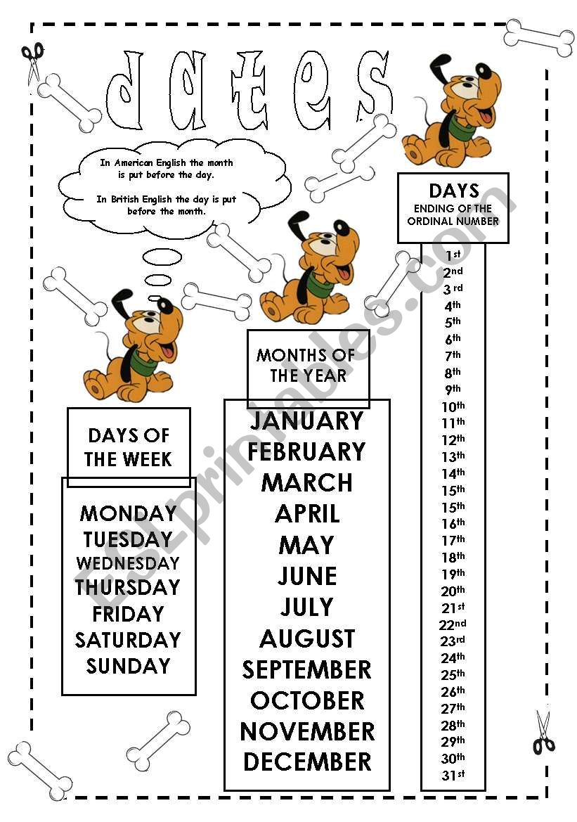 How to write dates worksheet