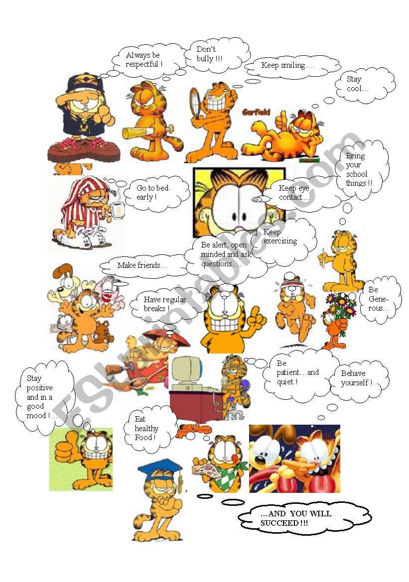 GarfieldÂ´s pieces of advice! worksheet