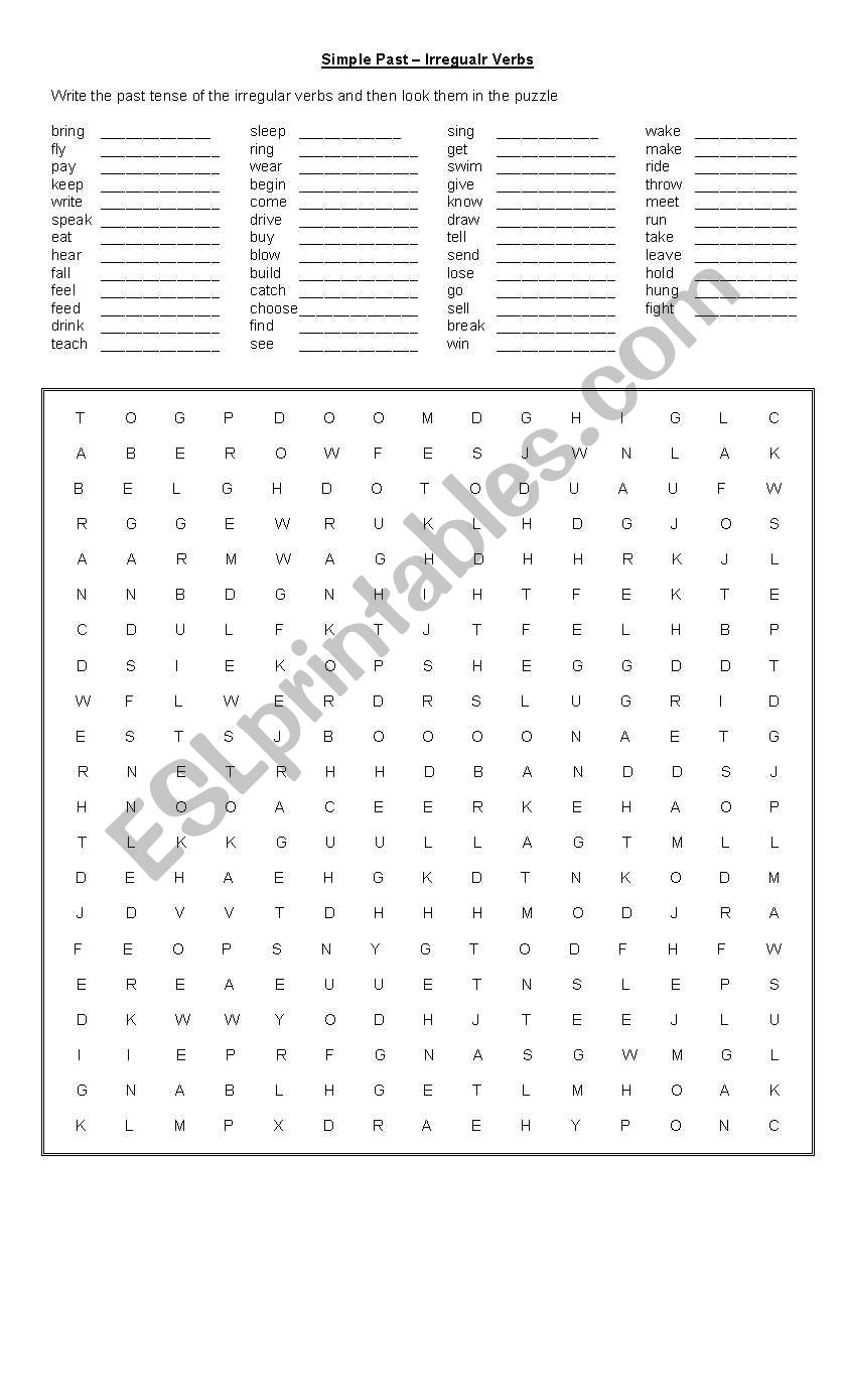 Simple Past Irregular verbs worksheet