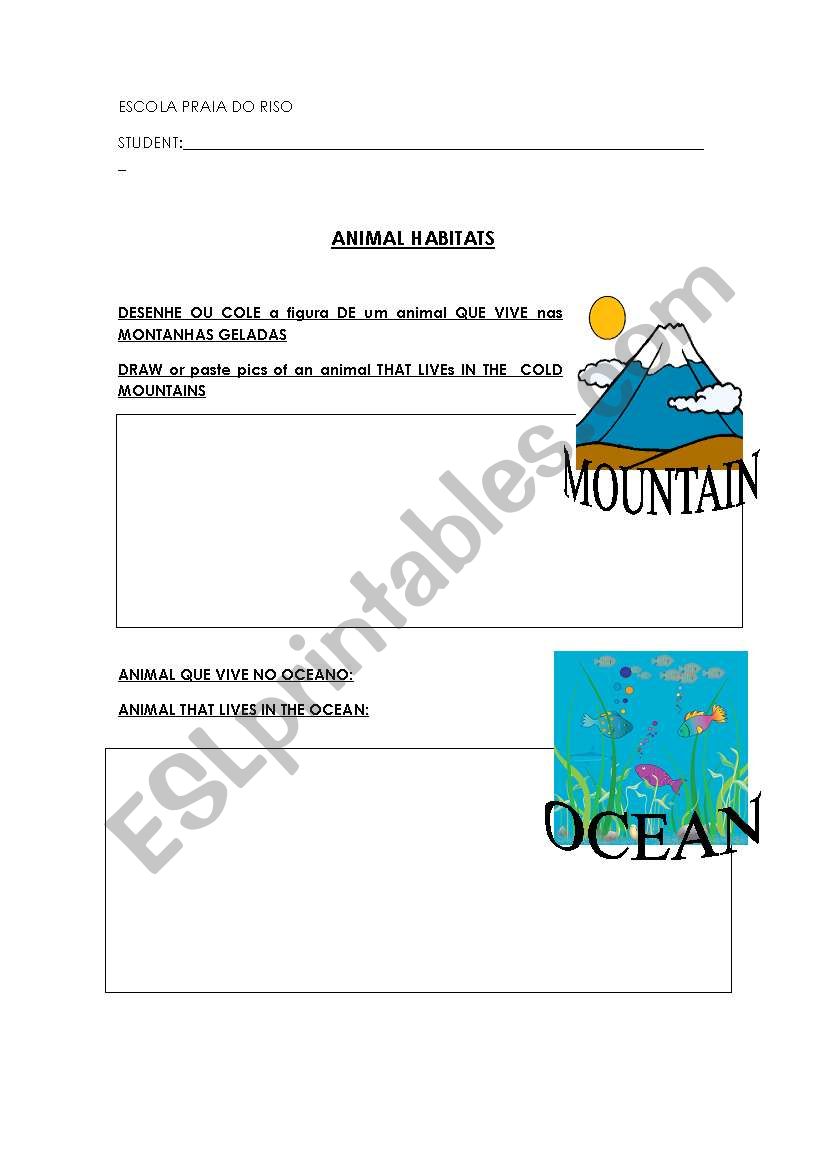 animal habitats worksheet