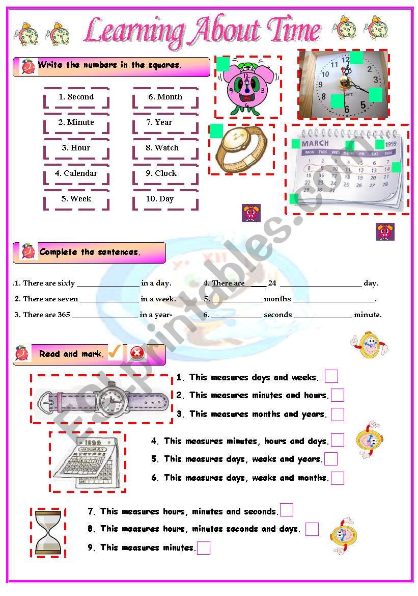 learning about time worksheet