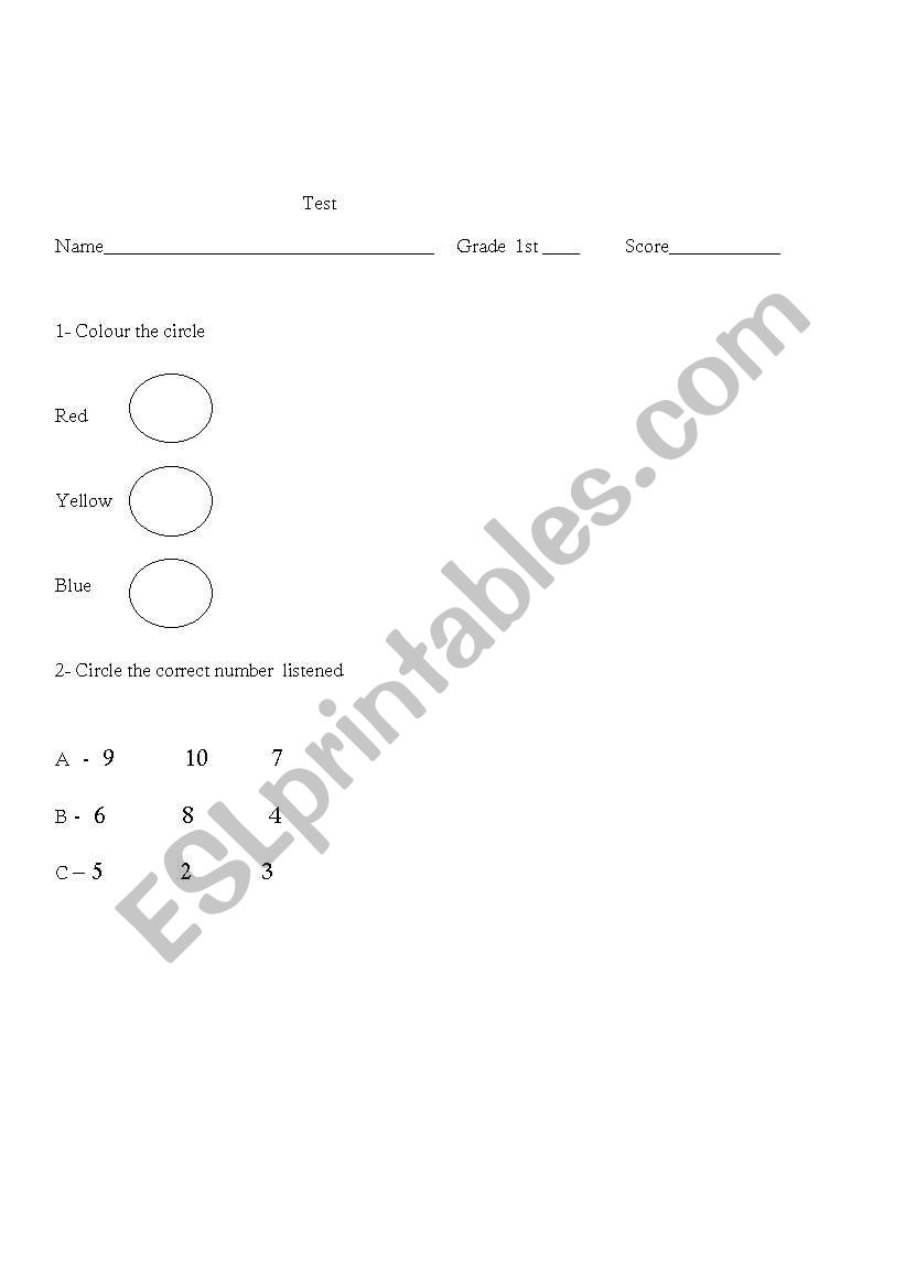 test worksheet