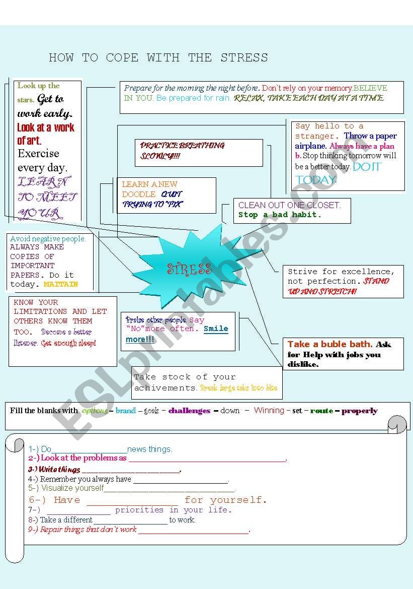 How to cope with stress worksheet