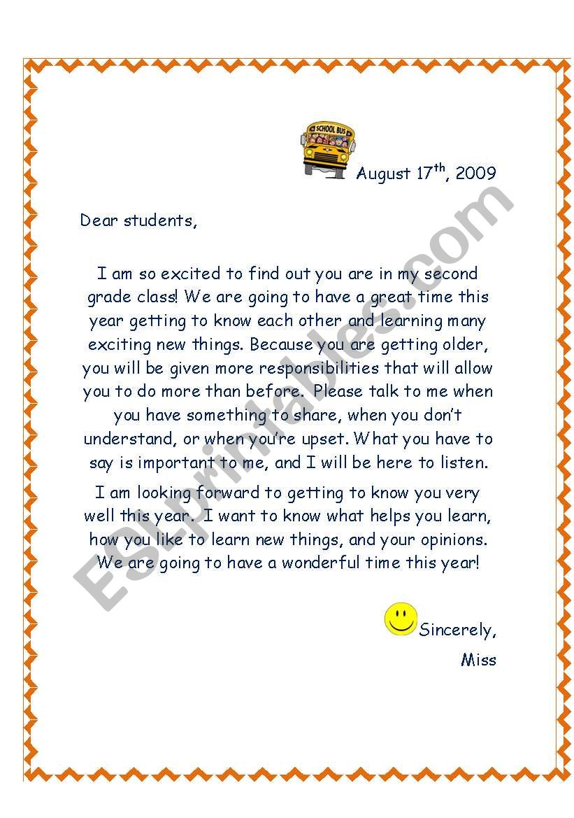 welcome letter worksheet