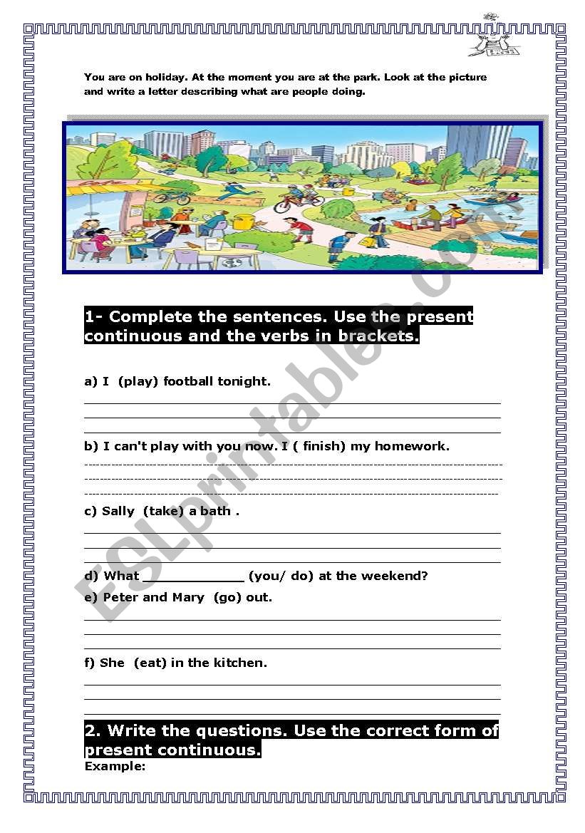 Present continuous worksheet