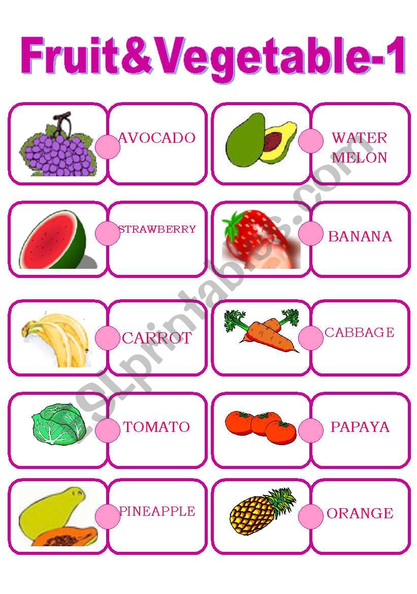 Fruit&Vegetable Domino- - - for Young Learners