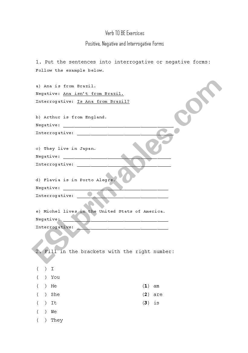 Present Simple Verb TO BE worksheet