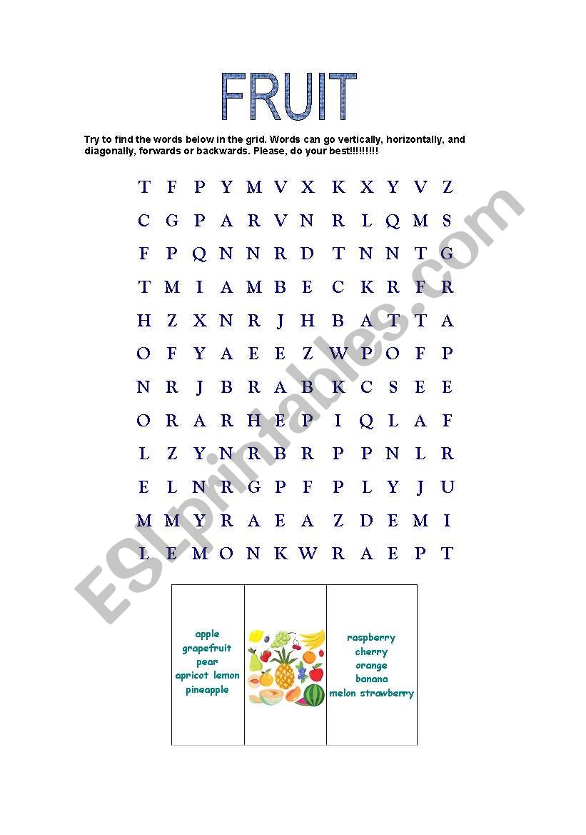 Find the fruits!!! worksheet