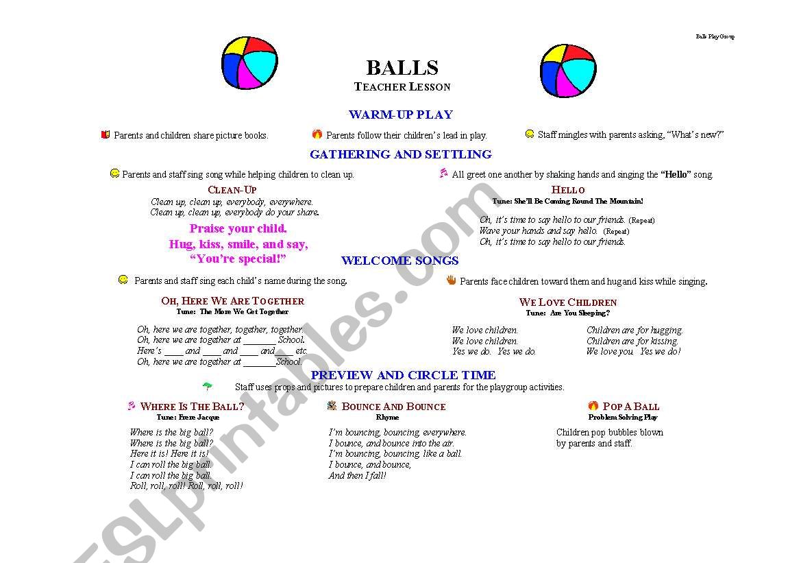 Balls Lesson plan worksheet