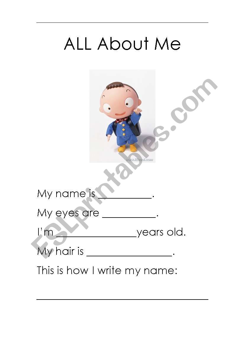 All About Me Worksheet worksheet