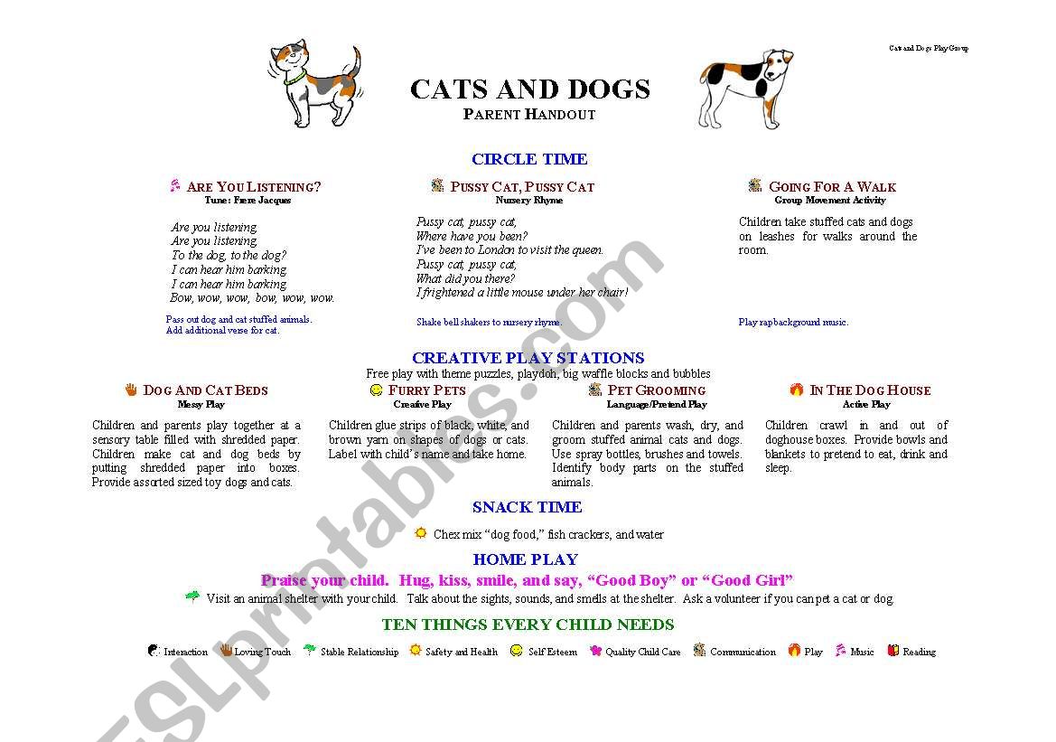 Cats and Dogs worksheet