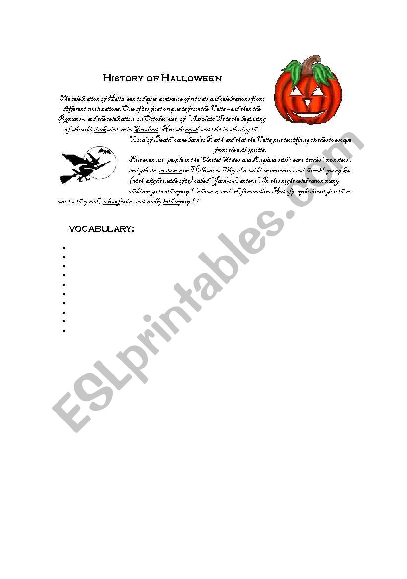 Halloween Facts worksheet