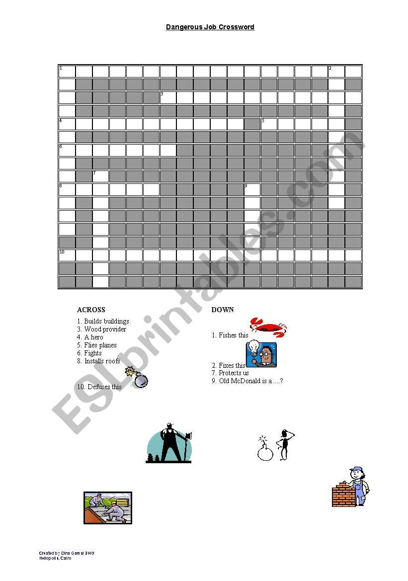 Dangerous Jobs worksheet