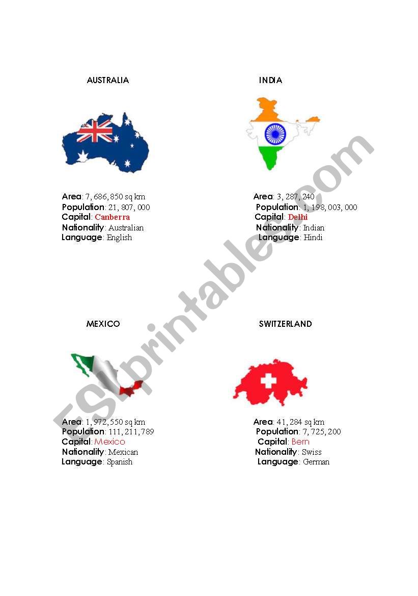 Countries Flags worksheet