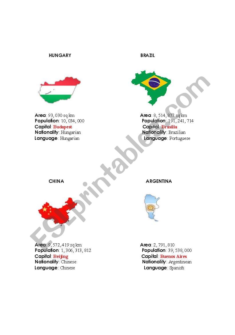 Countries Flags worksheet