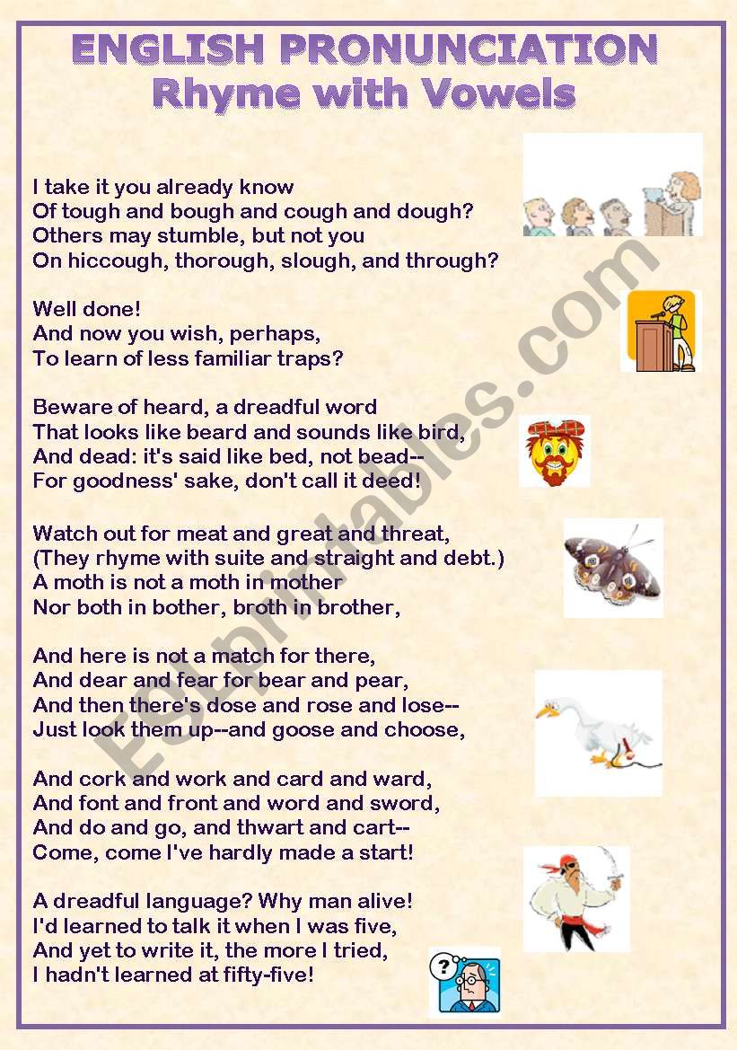 Pronunciation Poem with vowels 