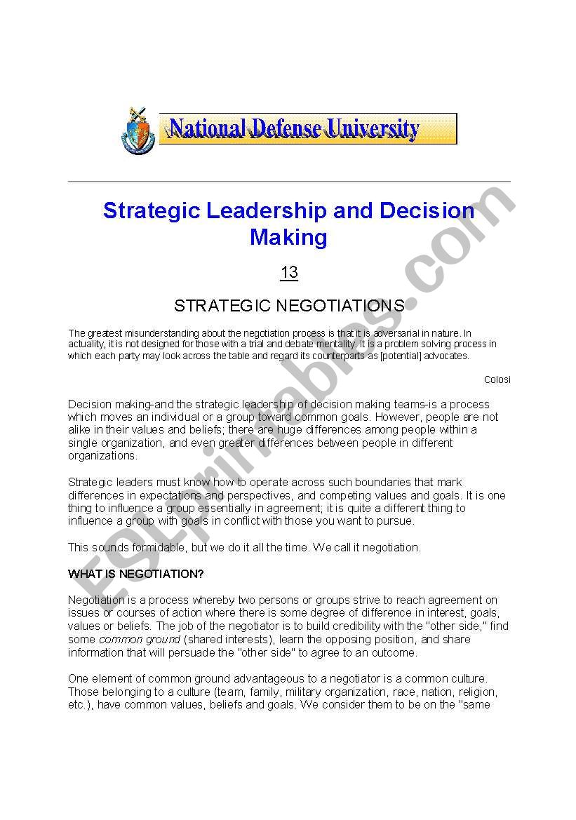 leadership worksheet