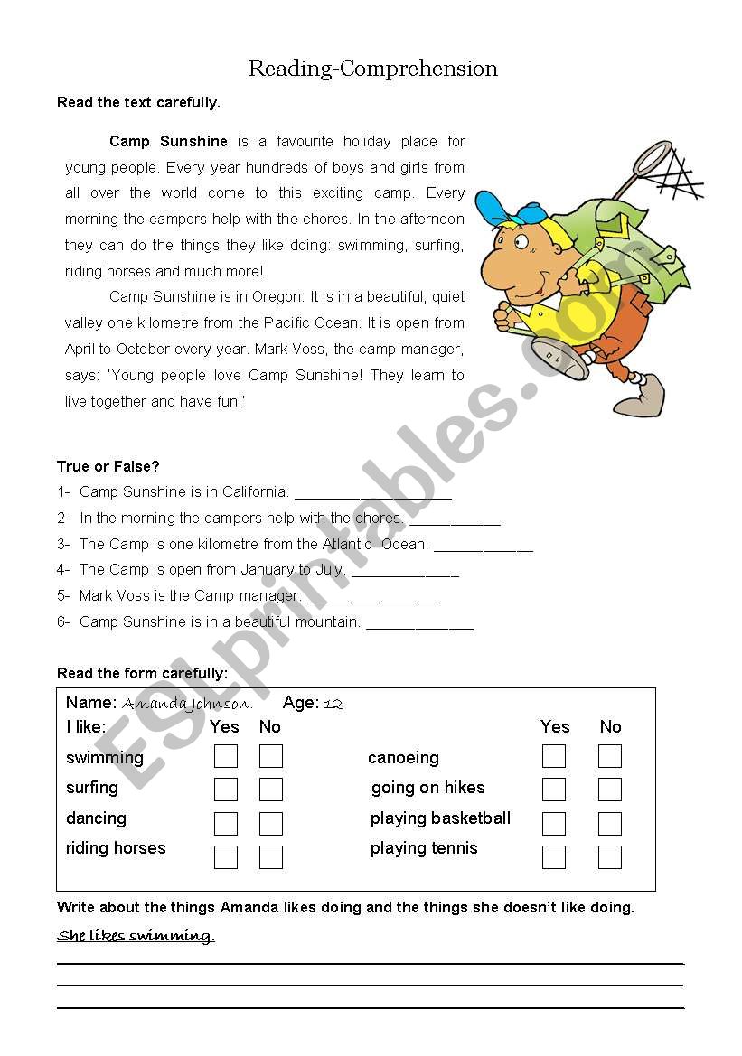 Reading-Comprehension worksheet