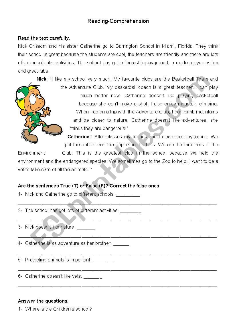 Reading-Comprehension worksheet