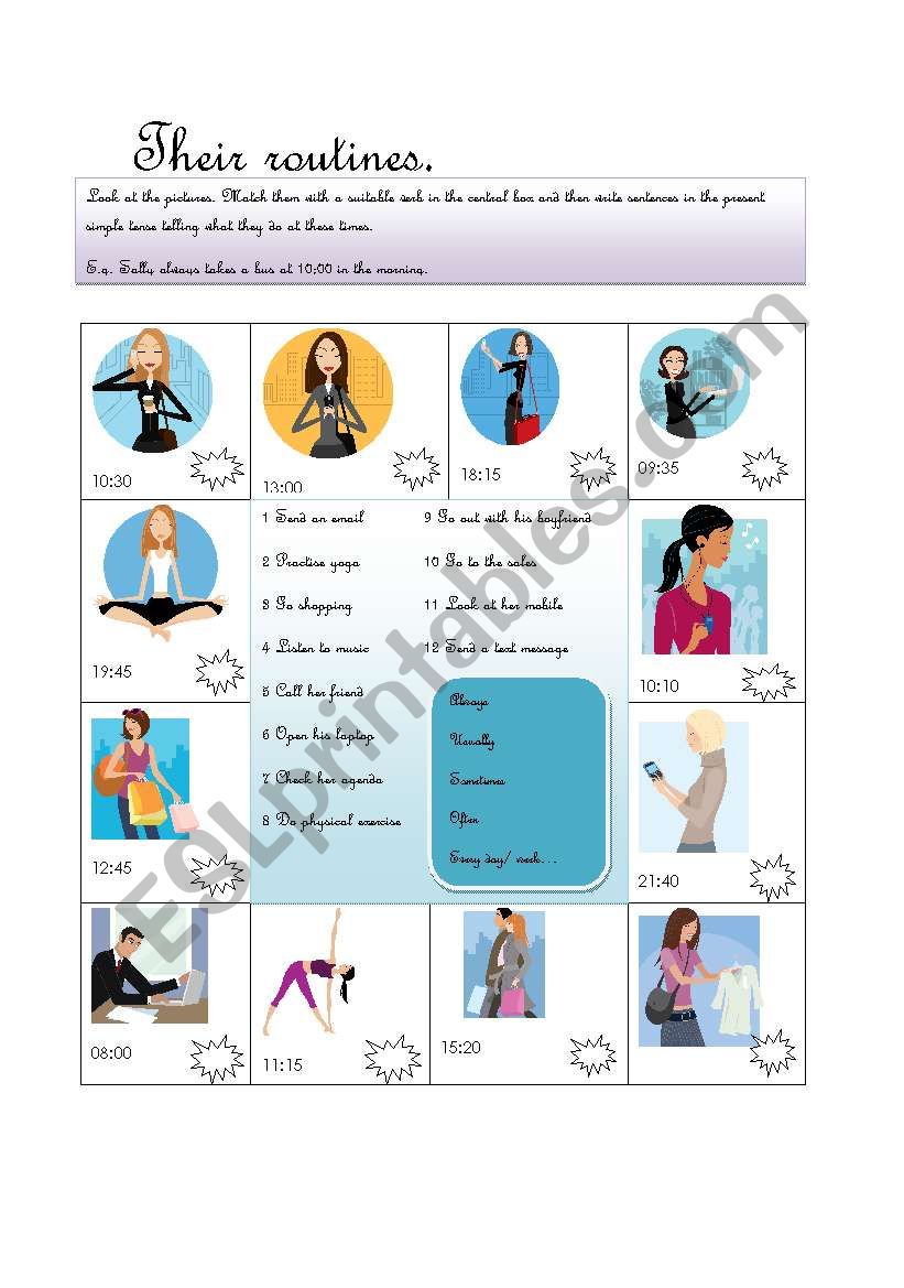 Their routines worksheet