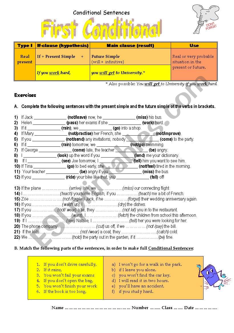 First Condtional worksheet