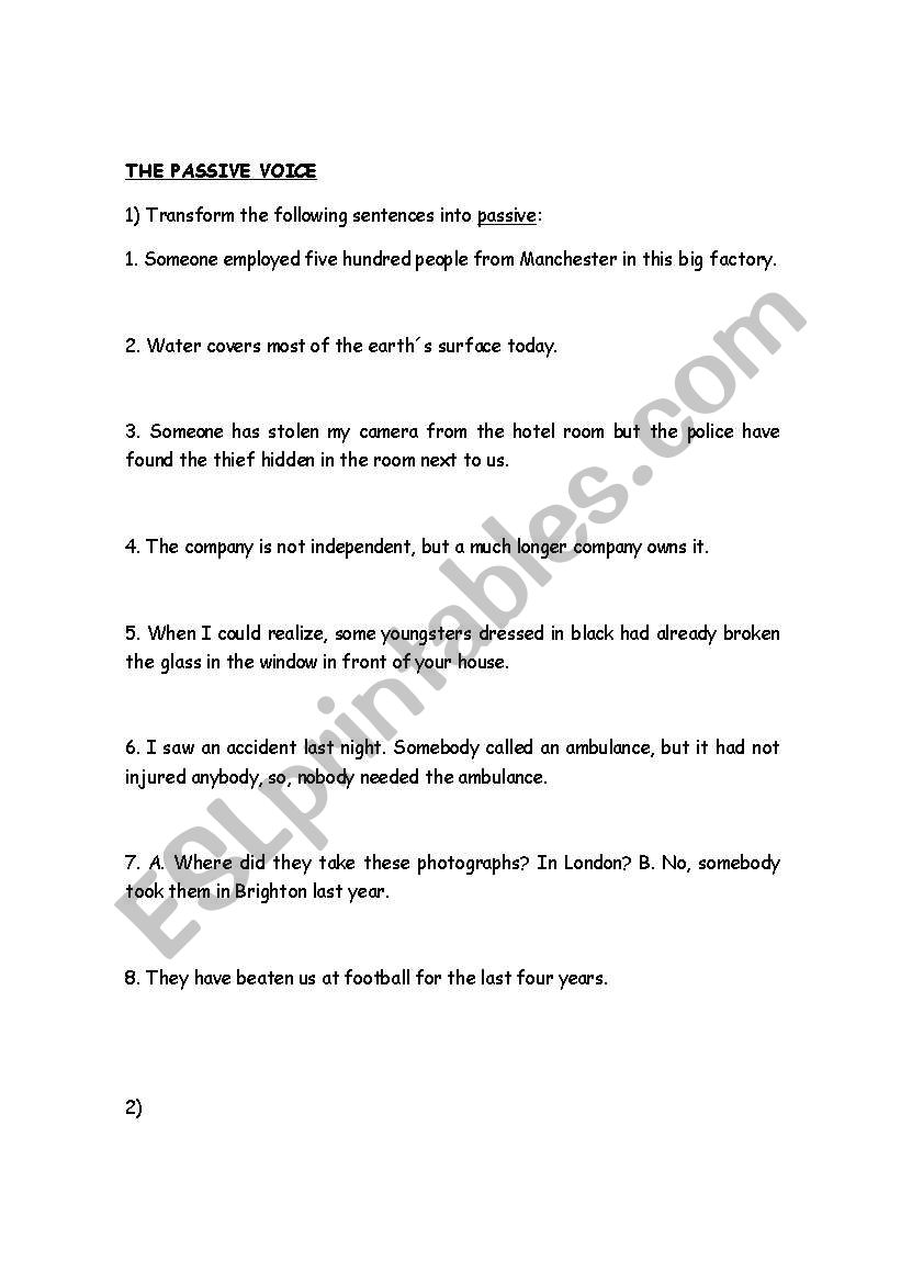 The passive voice worksheet