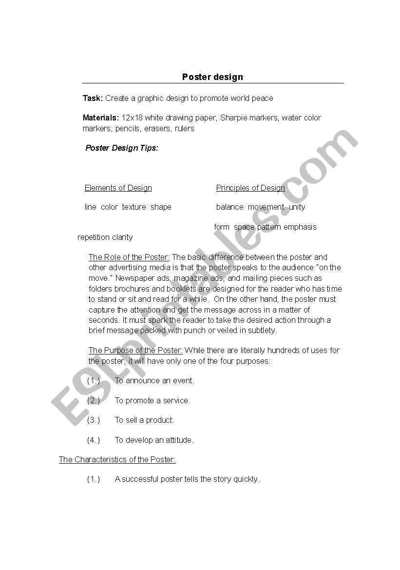 How to Design a Poster worksheet