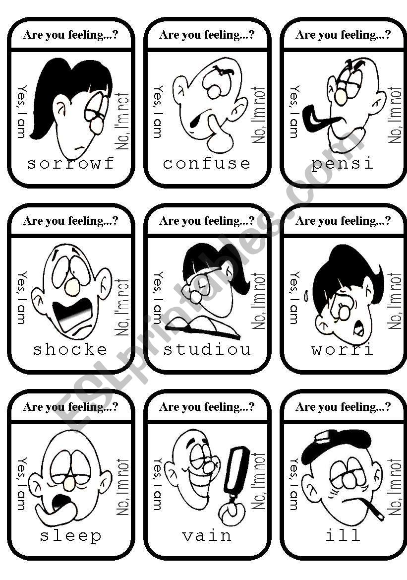 Complicated Feelings Game Cards (1of2) B&W 