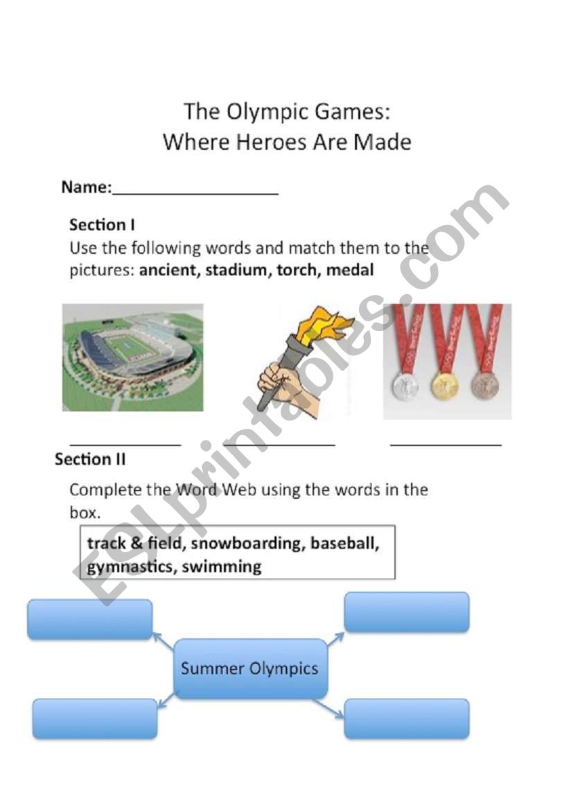 Olympic History Test/Worksheet