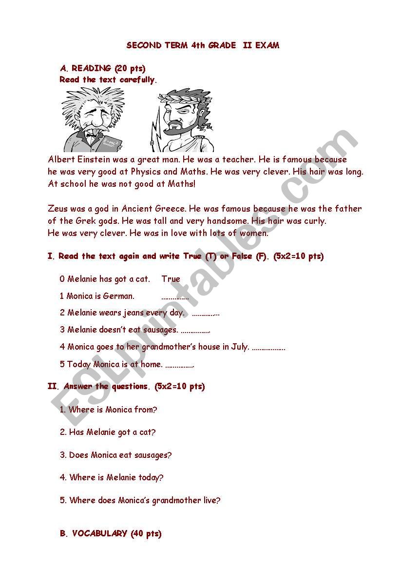 A nice exam worksheet
