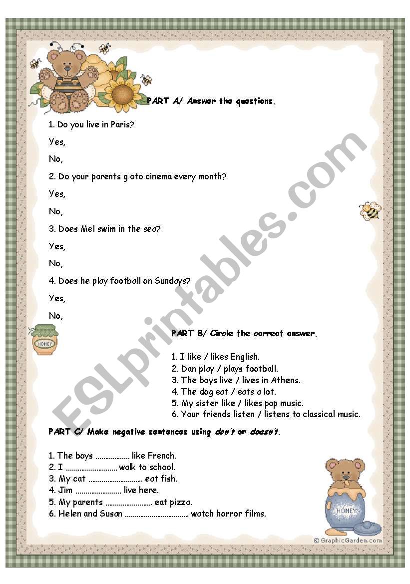 Simple Present Tense worksheet
