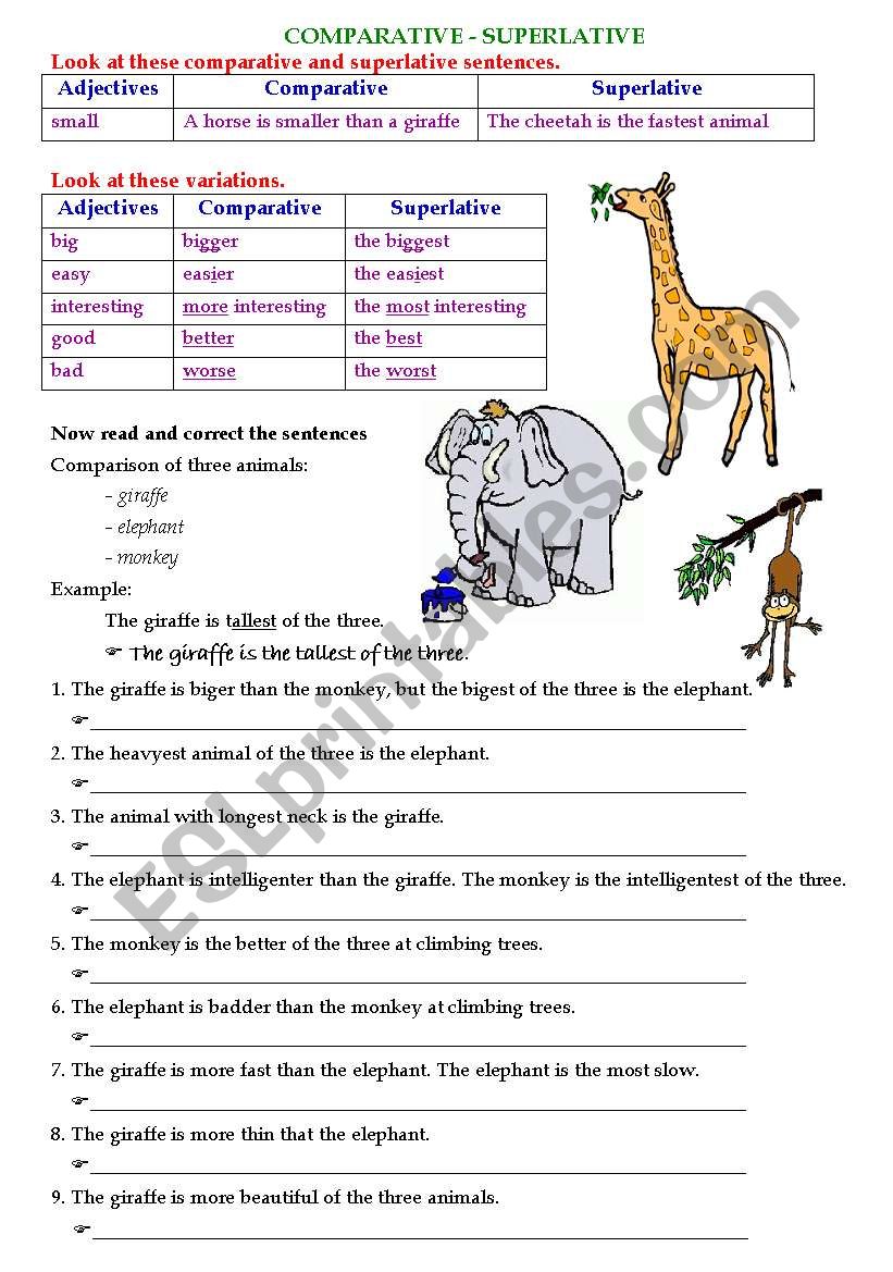 Comparative Superlative English Worksheets