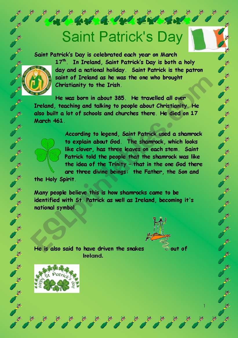 Saint Patricks Day worksheet