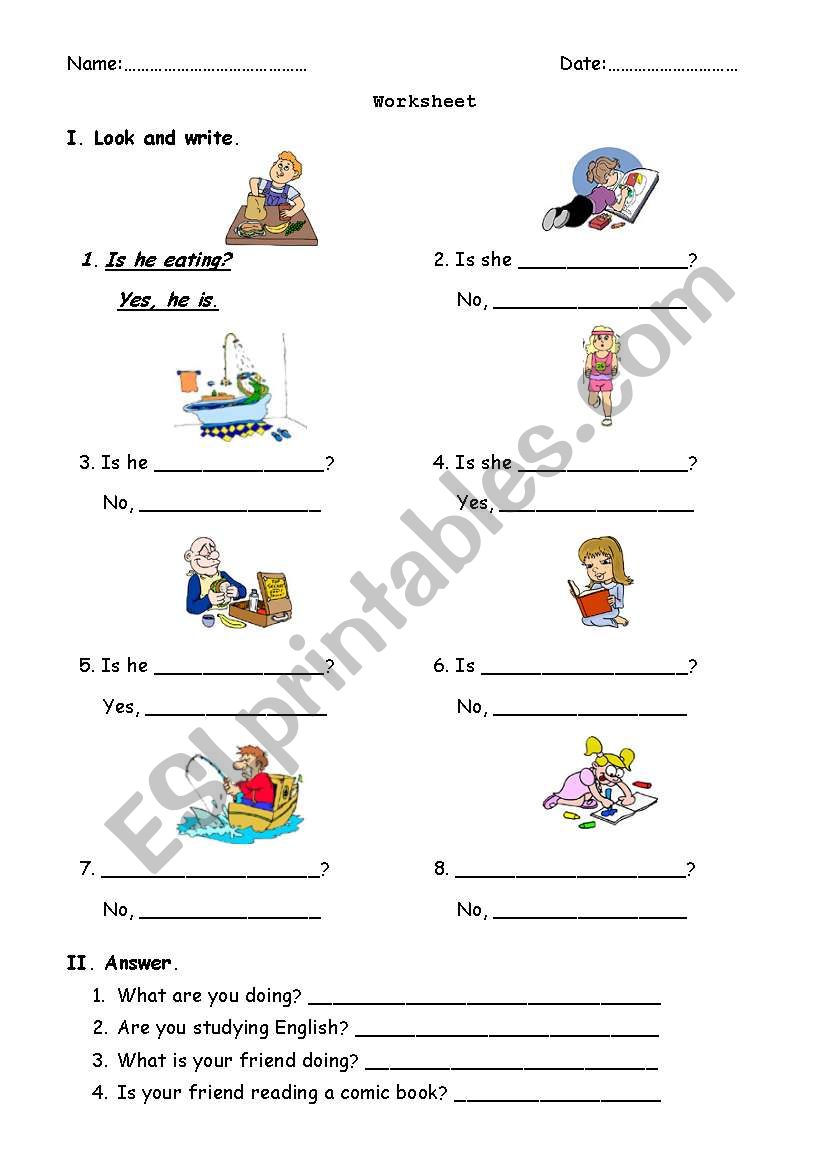 present continuous worksheet