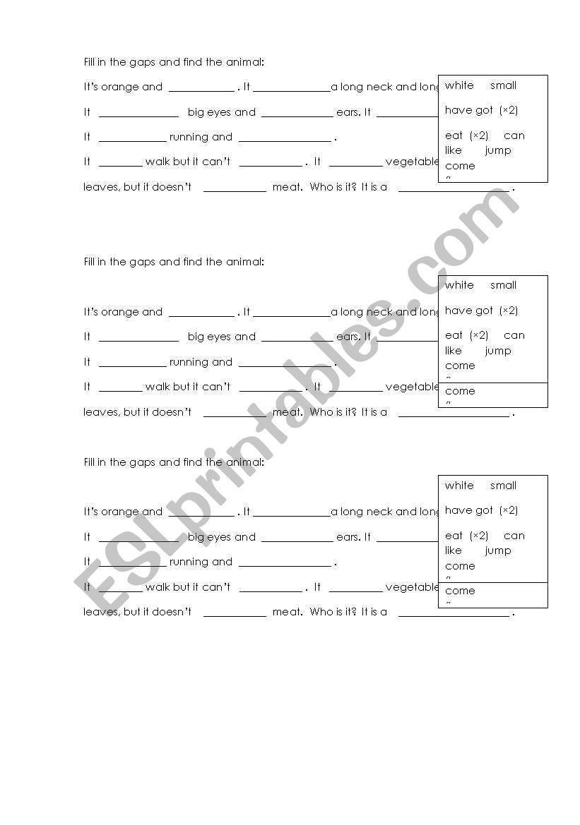 find the animal worksheet