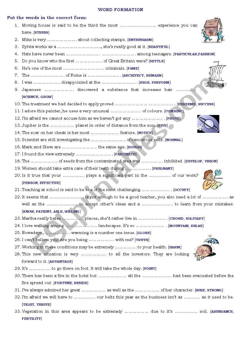 word formation worksheet