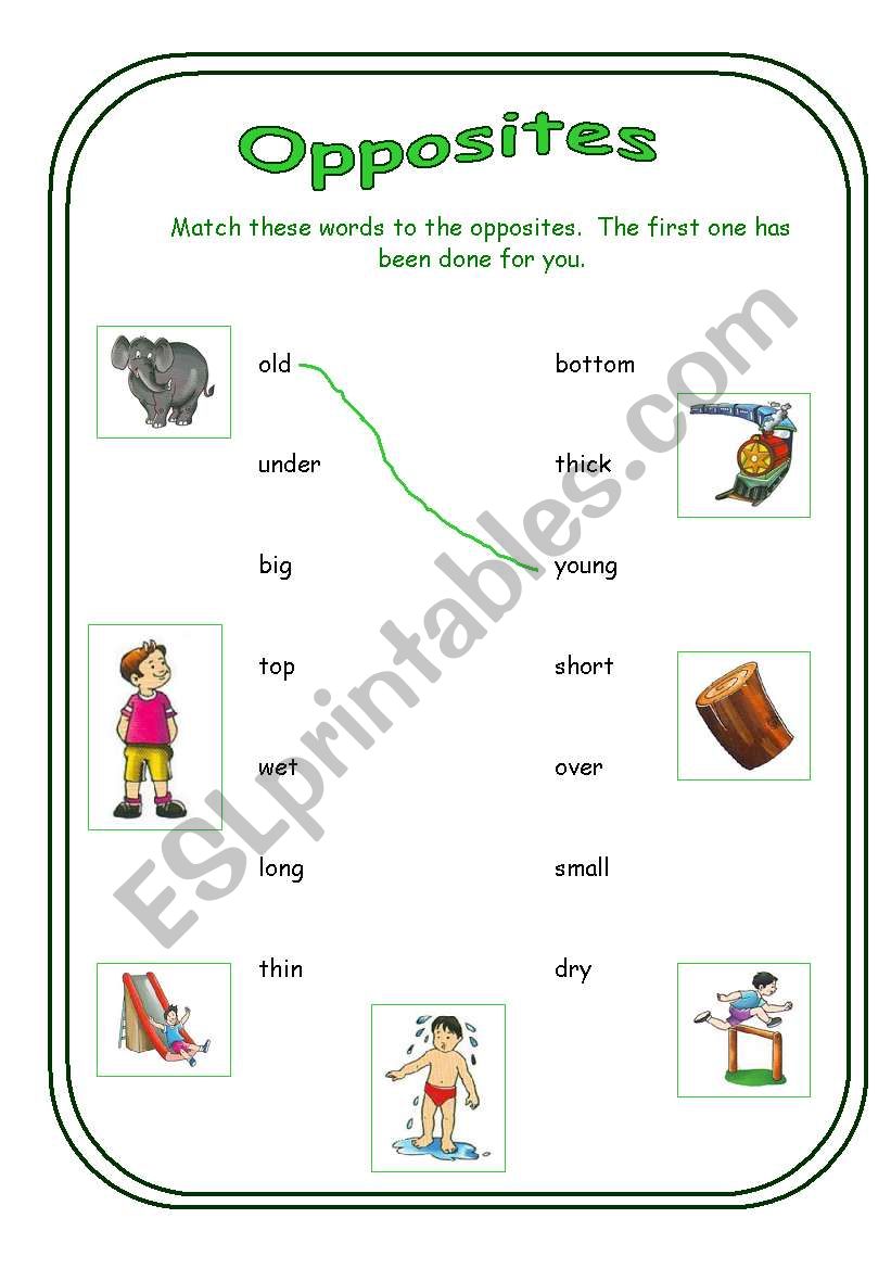 Opposites (Matching worksheet)