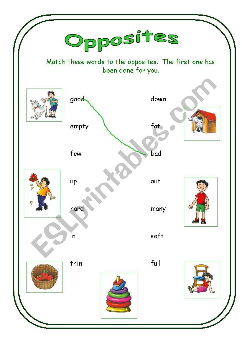 Opposites (Matching worksheet)