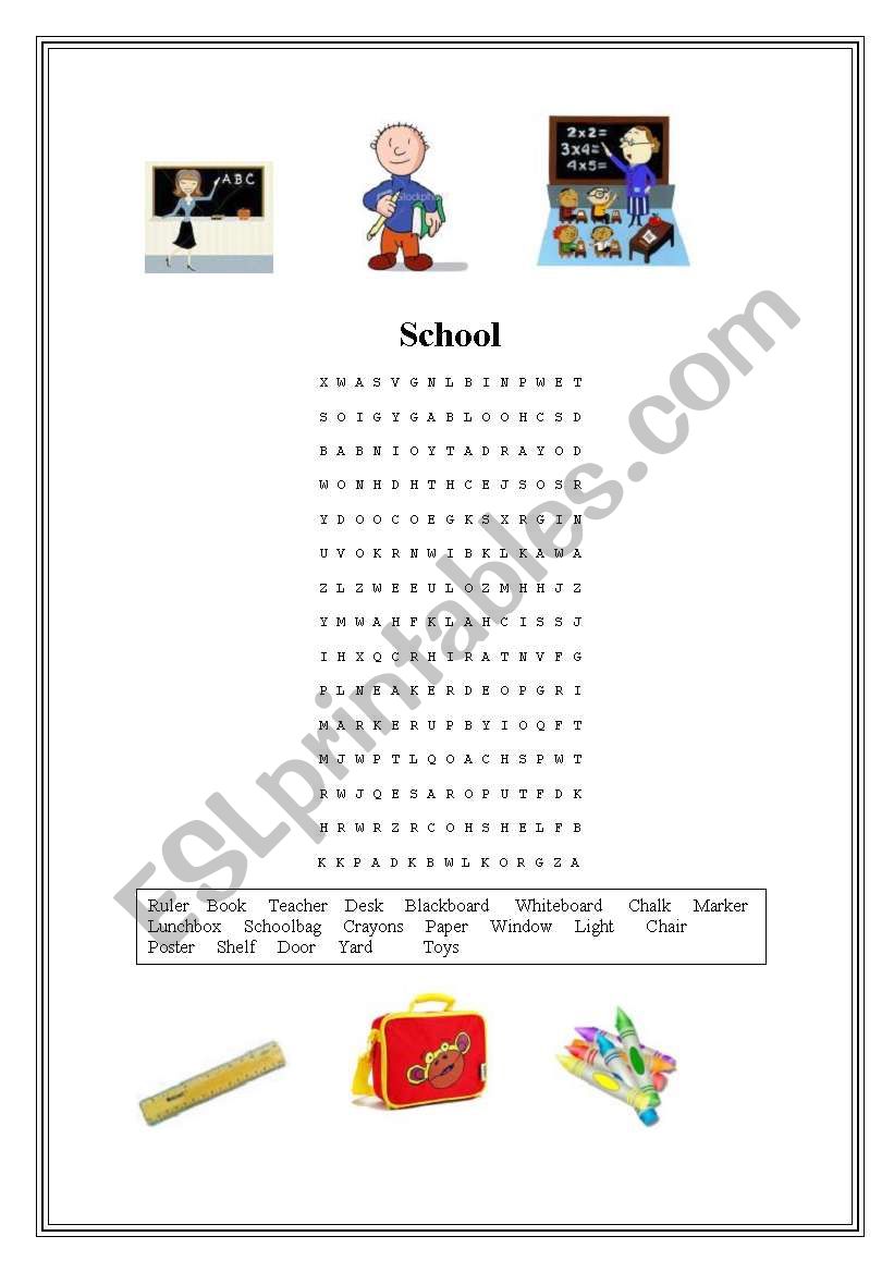 School Wordsearch worksheet