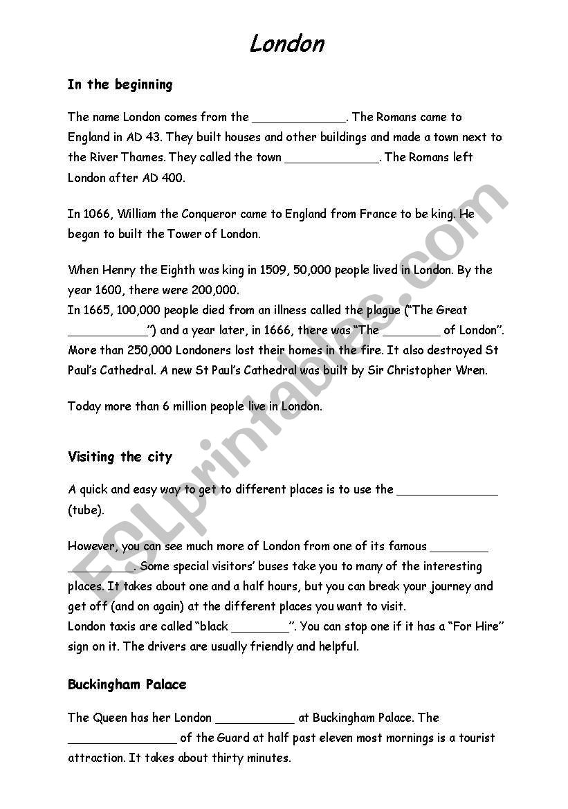 London worksheet