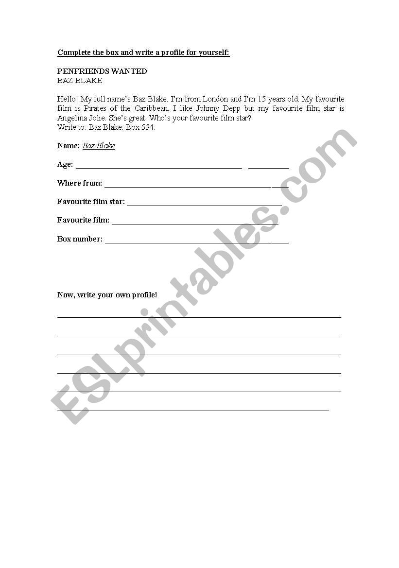 Penfriends Wanted! worksheet