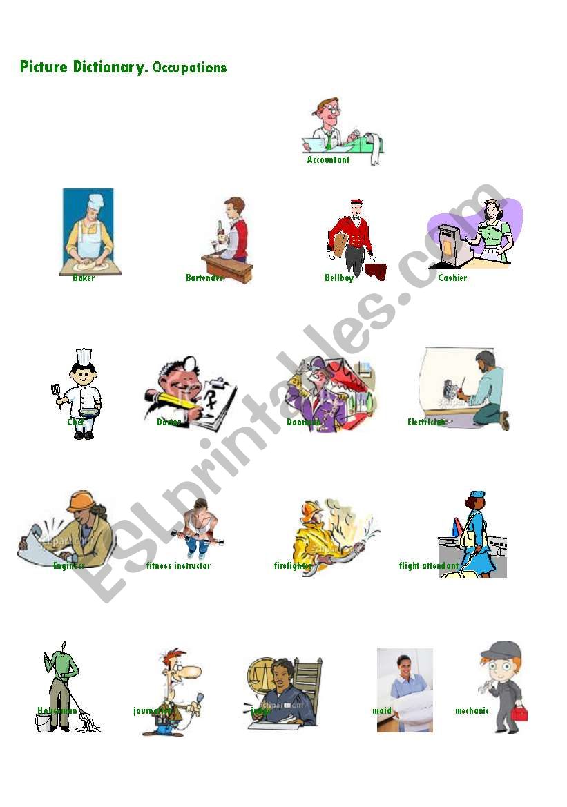 Pictionary. Occupations worksheet