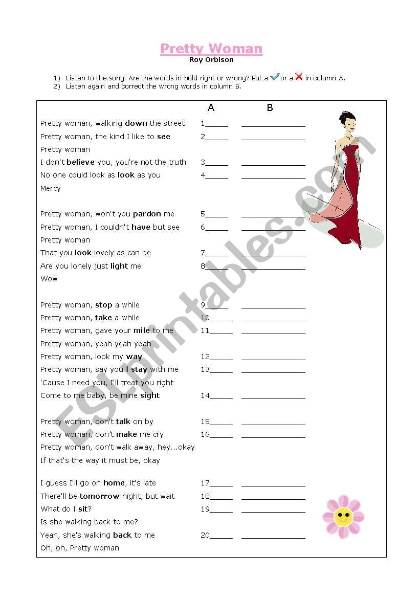 Pretty Woman - Song Activity worksheet