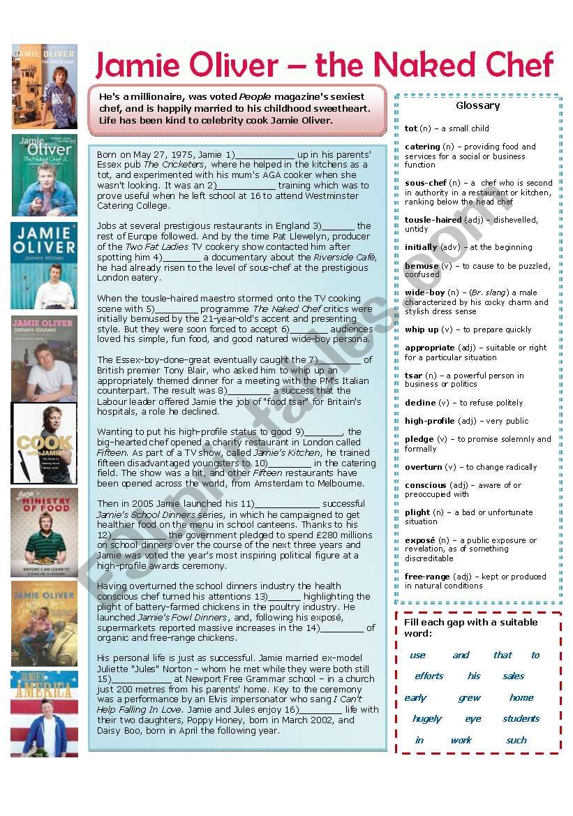 Jamie Oliver - the Naked Chef worksheet