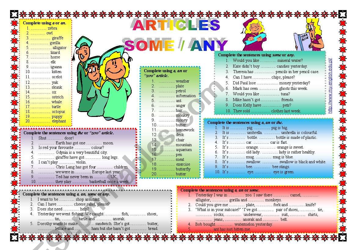 ARTICLES (a, an, the, zero article) / SOME / ANY