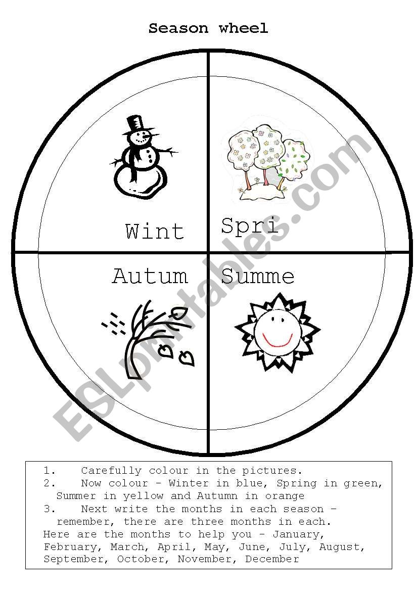 Seasons wheel worksheet