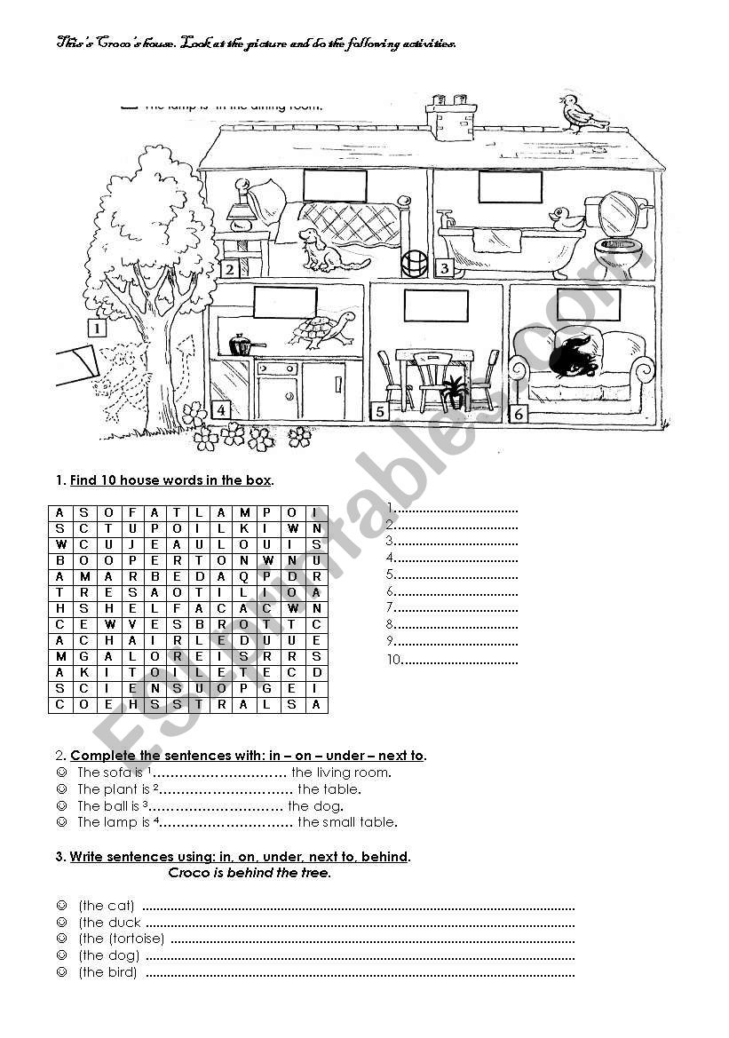 Crocos house worksheet