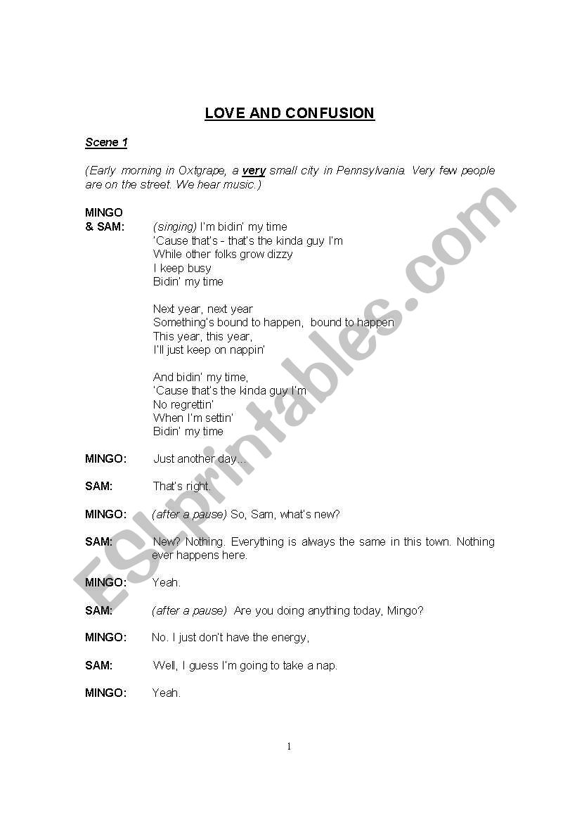 LOVE AND CONFUSION worksheet