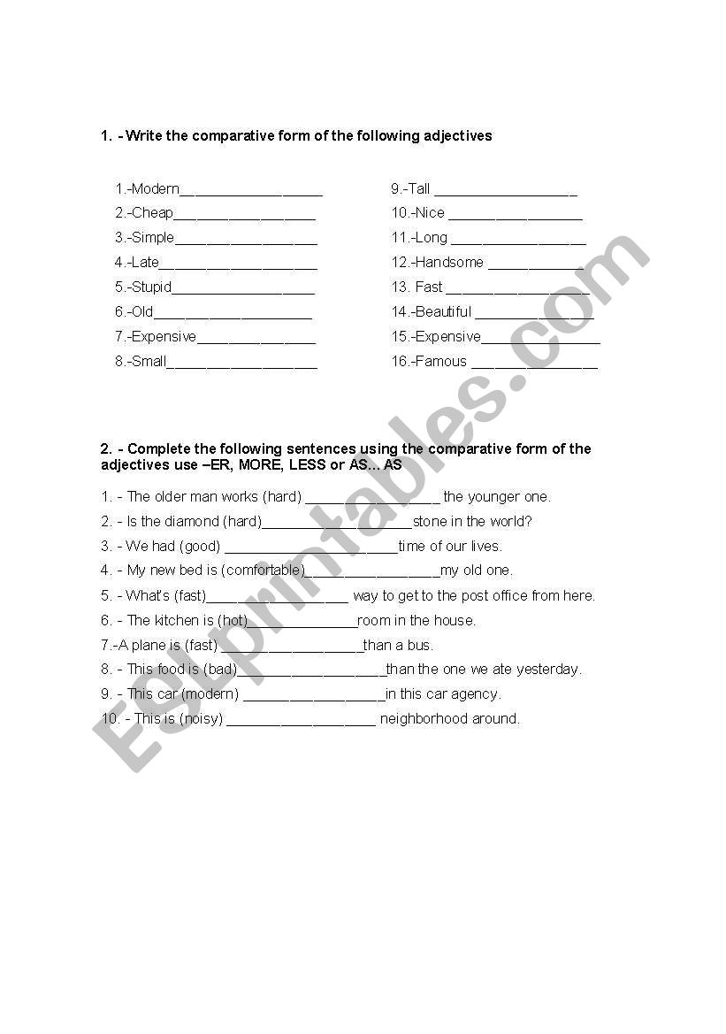 COMPARATIVES  worksheet